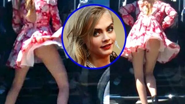 Giggling Cara Delevingne looks to be having a fun time during Puma modelling sho