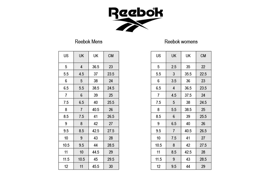 Reebok кроссовки женские Размерная сетка. Размерная сетка кроссовок Reebok мужские. Рибок кроссовки мужские Размерная сетка. Рибок Размерная сетка обуви женской.