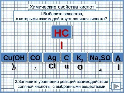 Какие вещества не реагируют с соляной кислотой