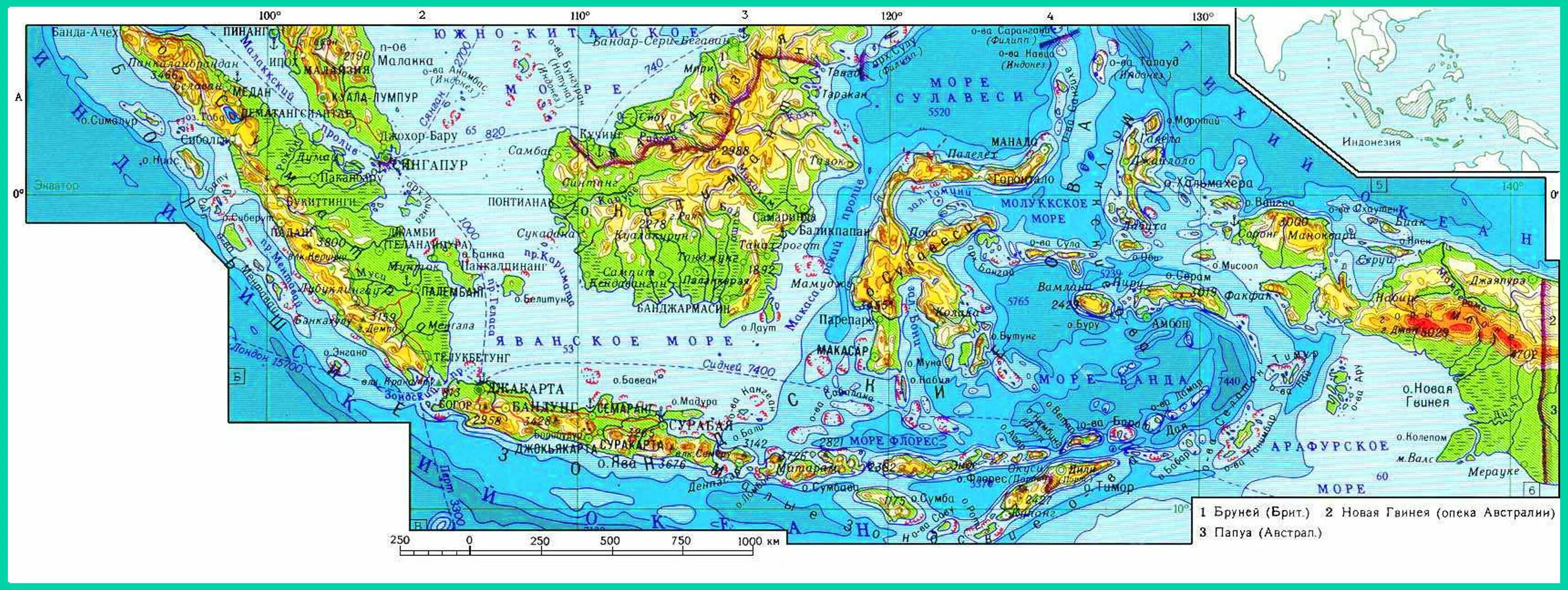 Большие Зондские острова на карте Евразии. Острова Индонезии физической на карте. Индонезия подробная карта островов.