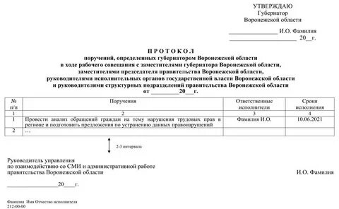 Поручения главы муниципального образования