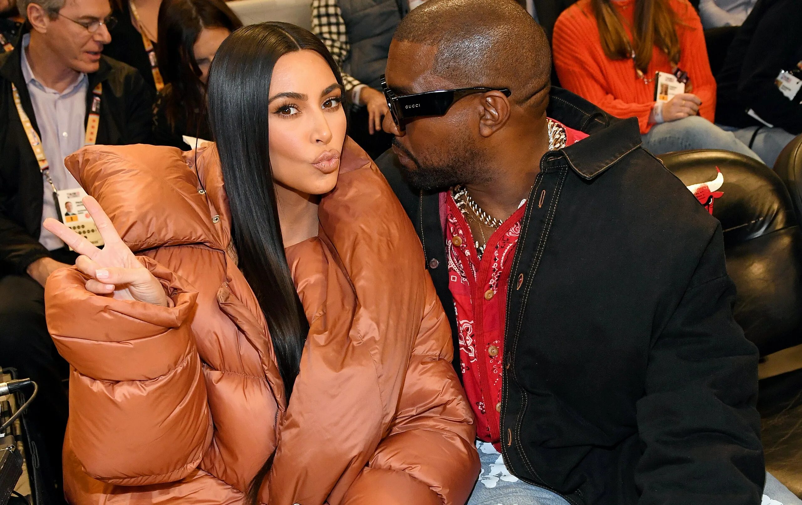Kim Kardashian and Kanye West Had the Most Awkward Kiss Cam Moment at a Basketba
