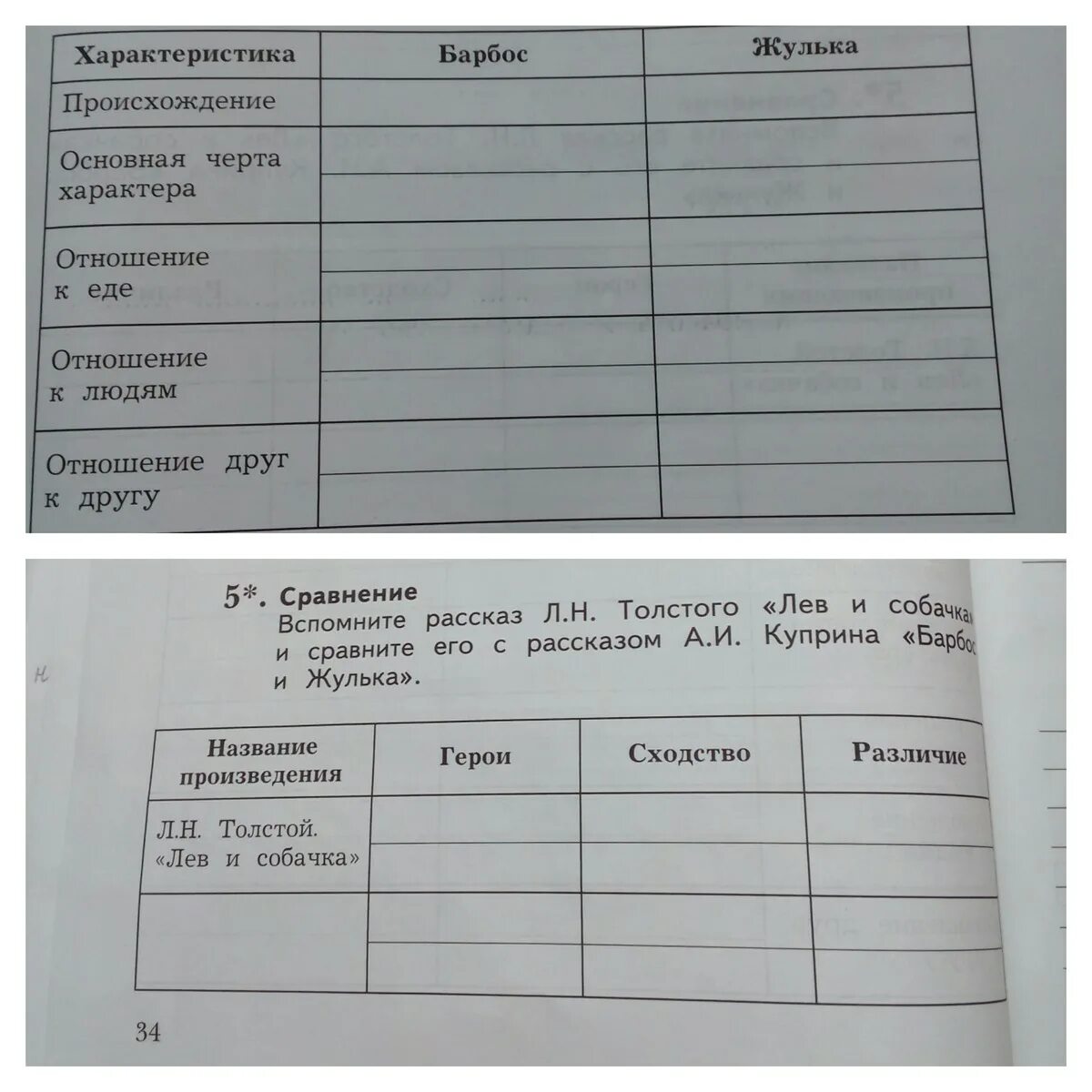 Сравни произведения заполни таблицу. Сравни Льва Толстого Лев и собачка и Куприна Барбос и Жулька. Сходство Лев и собачка и Барбос и Жулька. Сравни героев рассказа. Сравнить Жульку и Барбоса.