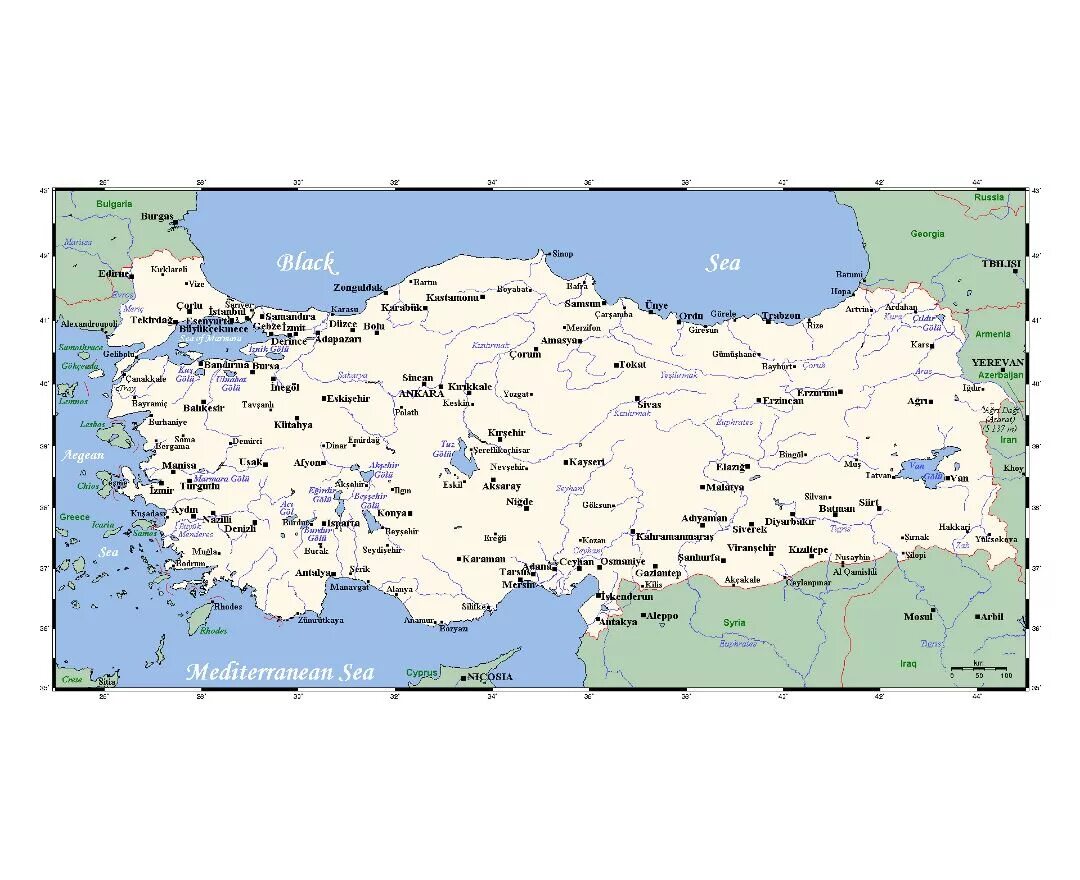 Озеро ван на карте Lake Van, Digital Chart of the World base.