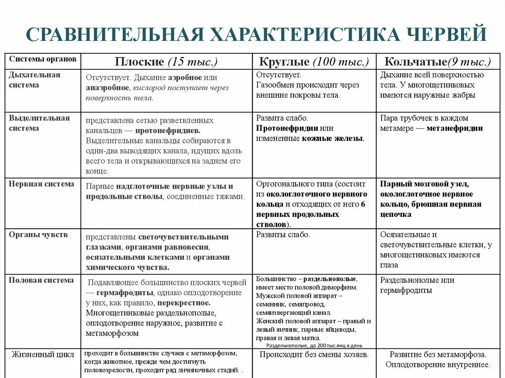 Плоские черви сравнение. Таблица черви 7 класс биология плоские круглые кольчатые черви. Таблица типы червей плоские круглые кольчатые. Тип плоские черви круглые черви кольчатые черви таблица. Сравнение плоских круглых и кольчатых червей таблица.