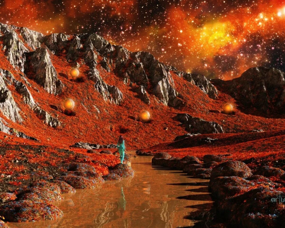 Artur Rosa картины. Космический пейзаж. Космический пейзаж красный. Красная Планета.