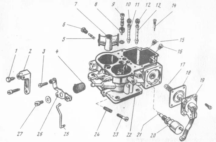 Схема карбюратора ДААЗ ВАЗ 2106. Карбюратор ДААЗ 2106 схема. Детали карбюратора ДААЗ 2107. Сборка карбюратора схема ВАЗ 2107 ДААЗ.