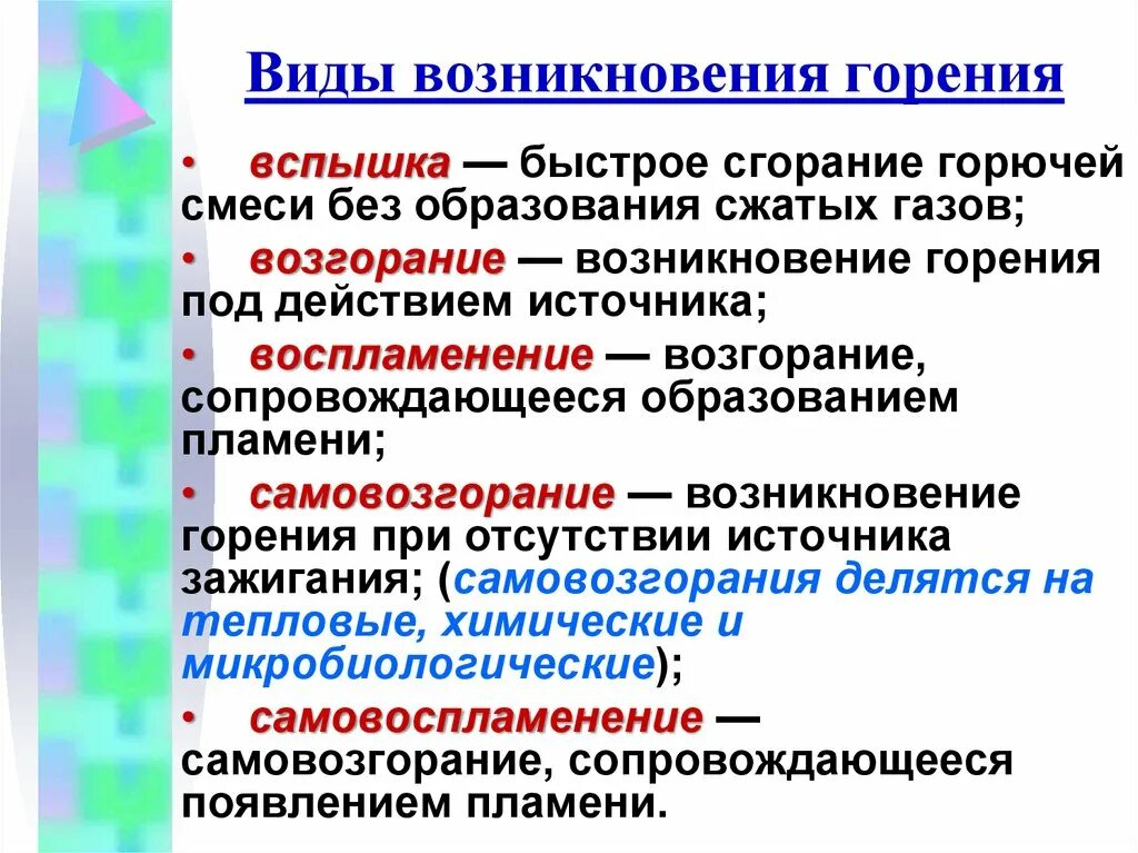 Виды возникновения горения. Механизм возникновения горения. Режимы возникновения горения. Возникновение горения под действием источника зажигания – это. Процессы возникновения горения