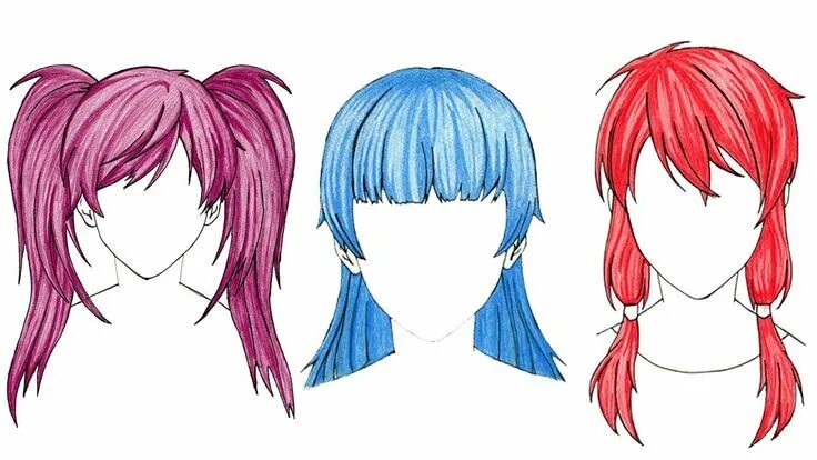 Женские прически аниме Anime Hair Hats Bows Viel Clown Joker long hair short hair cut Anime hair, Manga