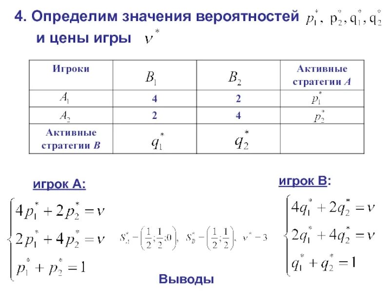 Определите значение решений