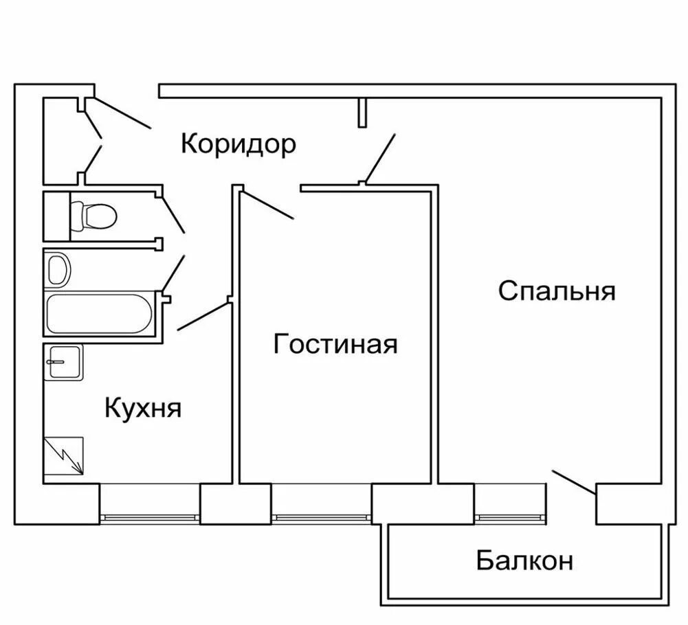 План двухкомнатной квартиры. Схема планировки 2х комнатной квартиры. Планировка 2х комнатной квартиры с лоджией. План двухкомнатной квартиры с балконом.