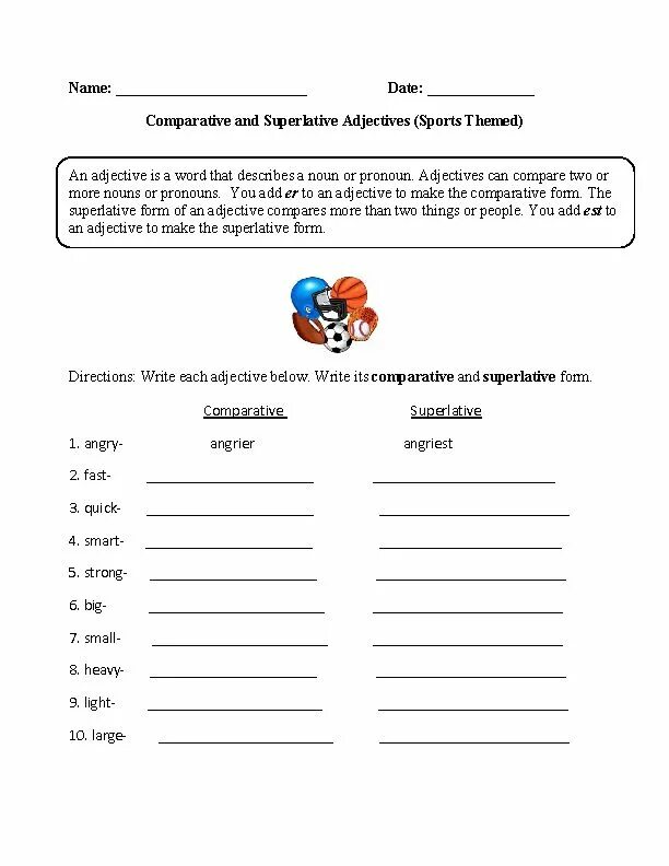 Comparative superlative degree exercises