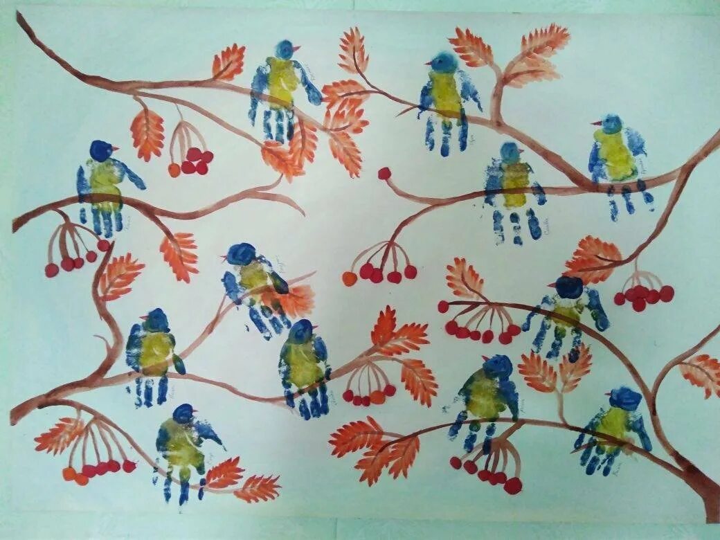 Конспект занятия по рисованию перелетные птицы. Коллективное рисование с детьми. Нетрадиционное рисование птицы. Коллективное рисование в детском саду. Рисование в подготовительной группе.