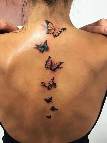 Flowers and butterflies Butterfly tattoos for women, Girl back tattoos, Feminine