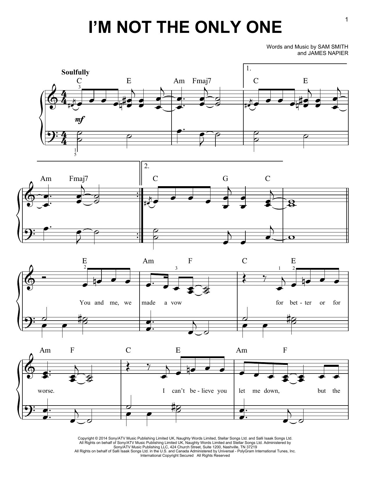 Сэм смит only one. Sam Smith i`m not the only one Ноты. Sam Smith not the only one Ноты. I not only one Sam Smith Ноты. Sam Smith im not the only one Ноты.