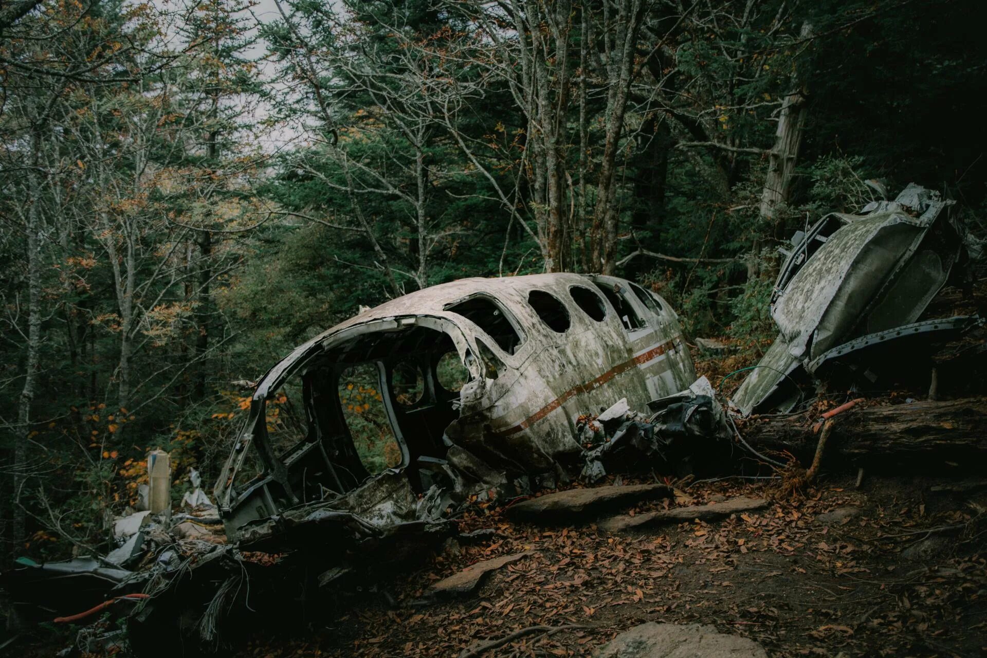 Having crashed plane