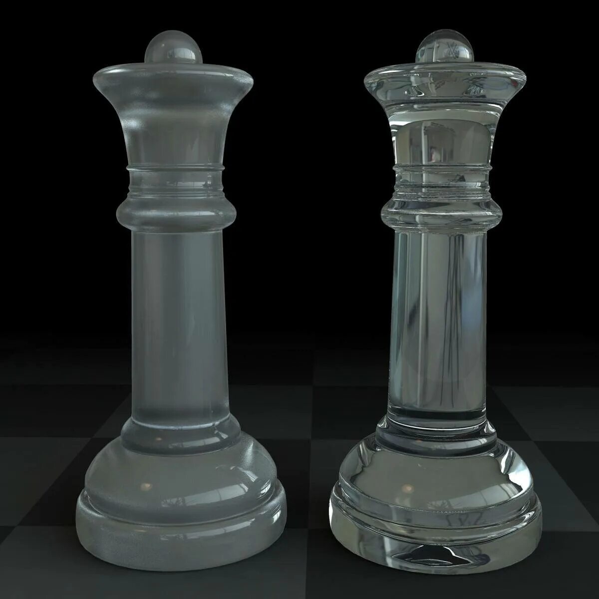Ферзь на каком цвете. Стеклянные шахматы 3d. ферзь из стекла. шахматные фигуры в блендере. хрустальные шахматные фигуры.