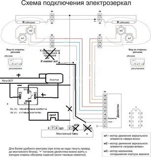 Схема подключения электропривода зеркал