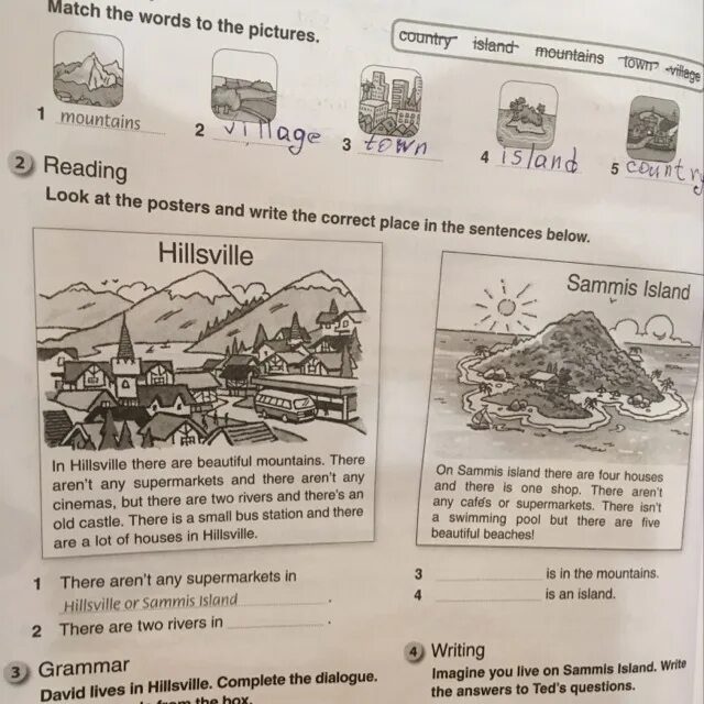 Colour the answers. Find the right answers in the Box write the Full answers решение. Конструкция imagine you Live. There are Mountains составить предложение. Write about the place where you.