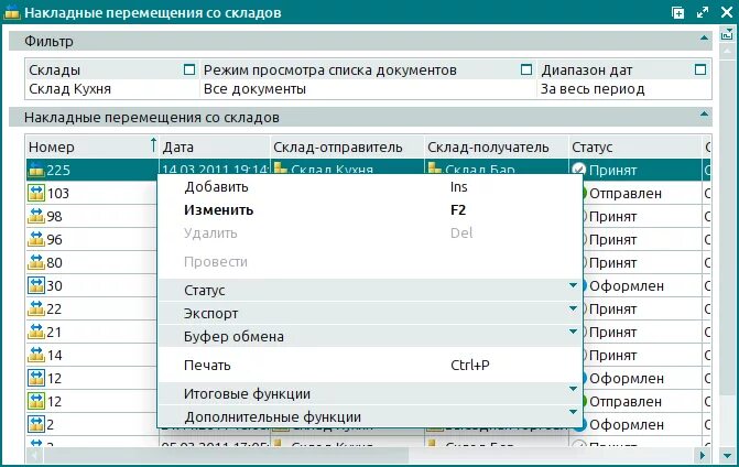 Склад отправитель. Справочник складов. Накладные на перемещение. Форма списка справочника склады. Накладная перемещения с склада на автомобиль.