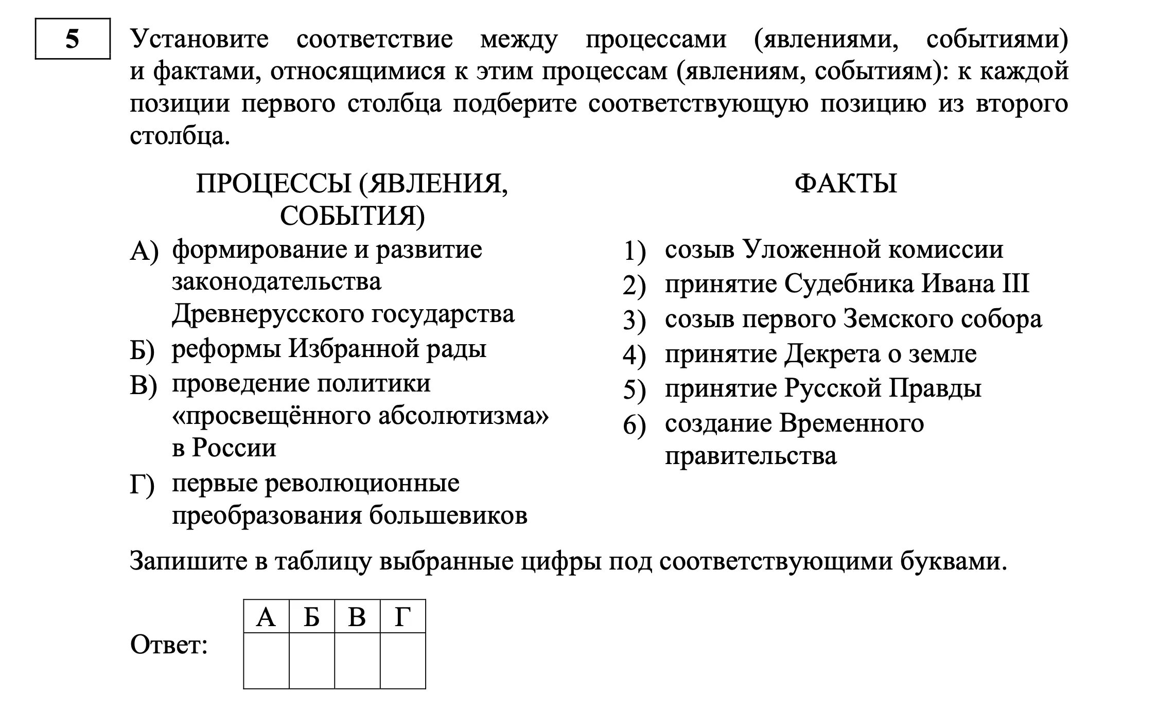 Тесты и задания по истории