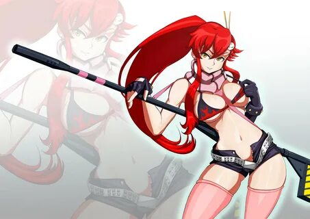Tengen Toppa Gurren Lagann, anime girls, ponytail, weapon, redhead, Littner Yoko