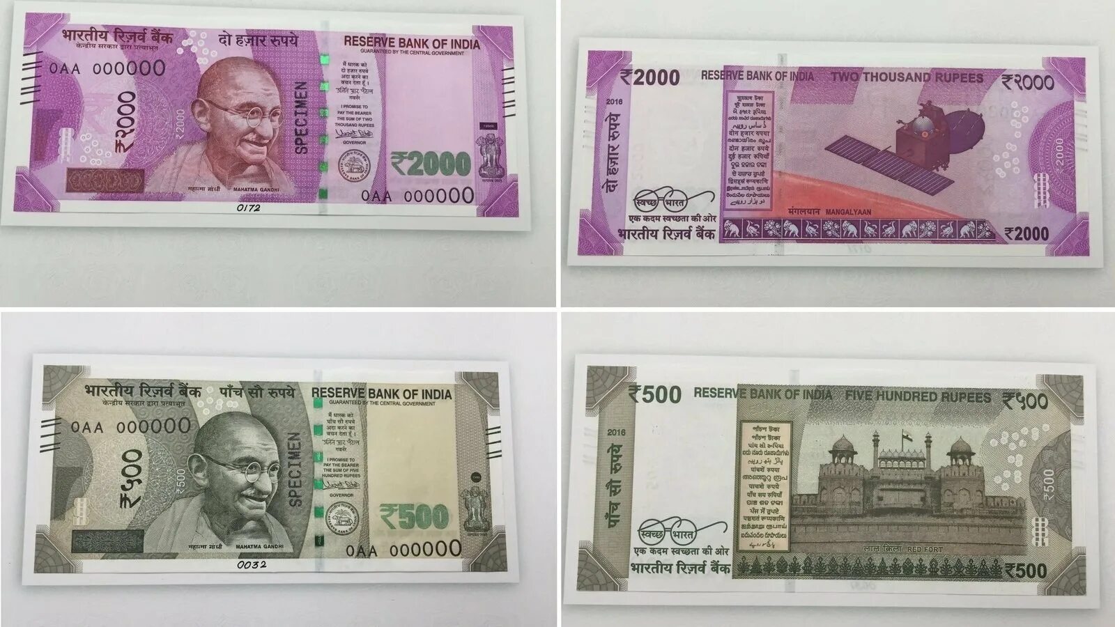 Indian 2000-rupee Note. 500 RS Note. 500 INR. 200 Rupees Note.