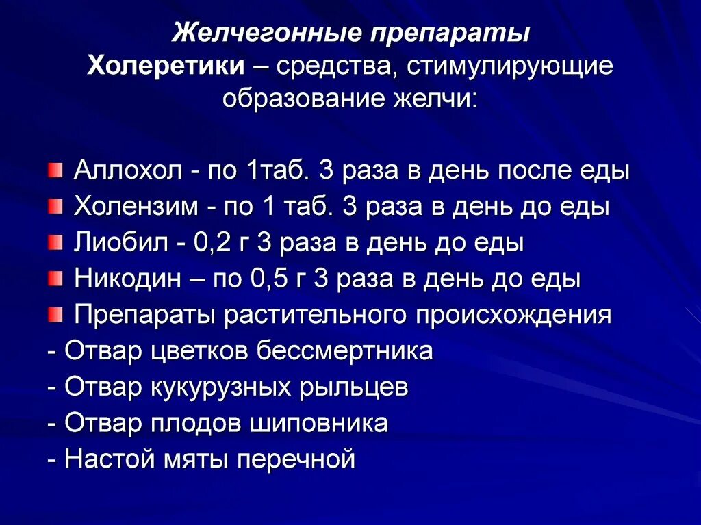 Список препаратов для желчного пузыря