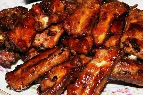Ребрышки с грибами в духовке