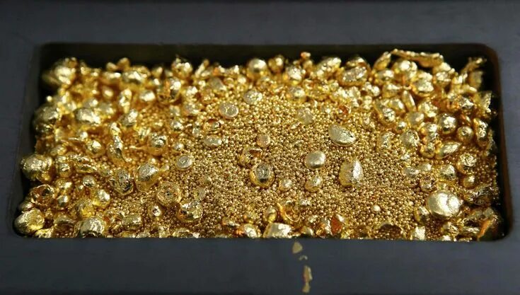 Gold nuggets. Shiny gold nuggets and water drop background. closeup , #SPONSORED