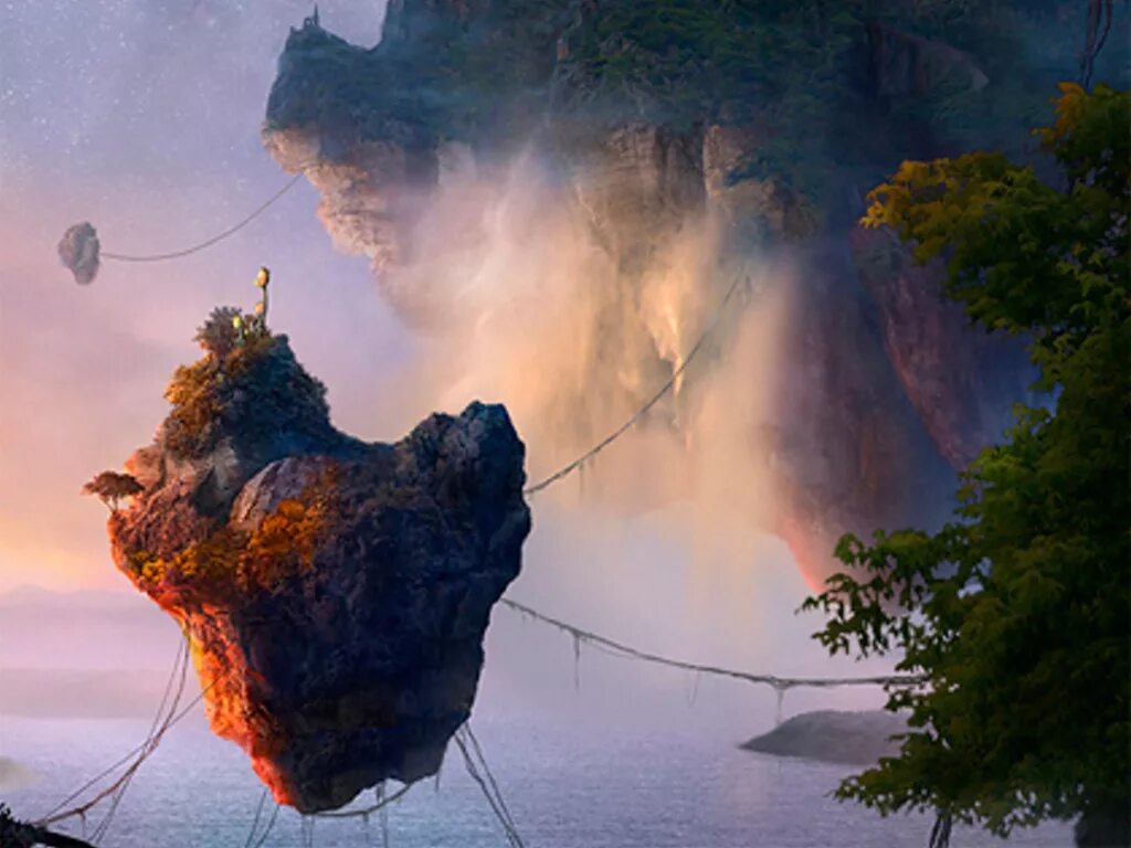 летающая скала. парящие острова. пандора горы. планета пандора из аватара. парящие острова.