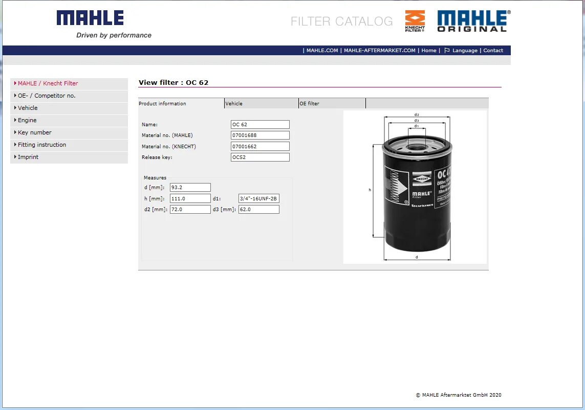 MAHLE oc195. MAHLE каталог. MAHLE каталог фильтров. Каталог мале