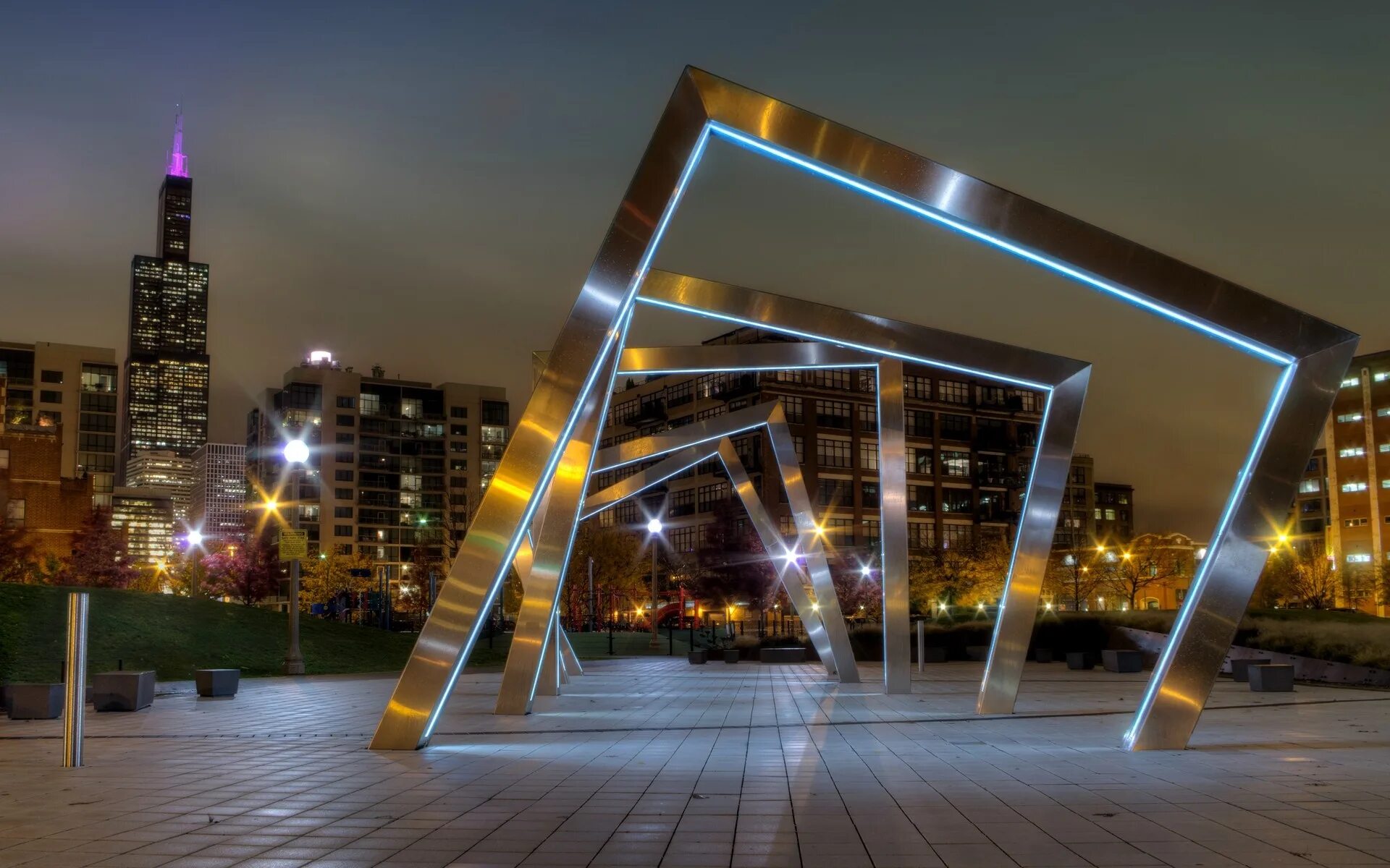 Area light. Mary Bartelme Park, Чикаго, Иллинойс, США. Mary Bartelme Park, Чикаго, Иллинойс, США план. Светодизайн общественные пространства.