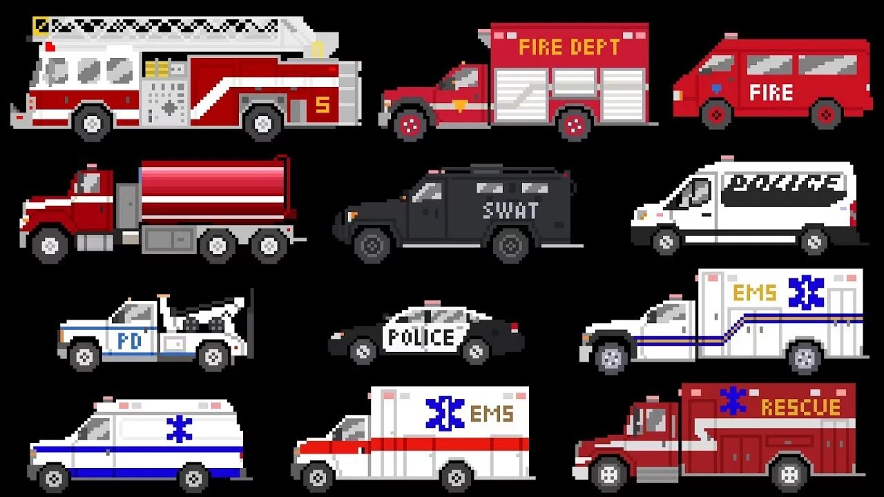 Fire truck police car. Emergency vehicles 2. Emergency vehicles collection. The Kids picture show Emergency vehicles. Emergency Rescue машинки.