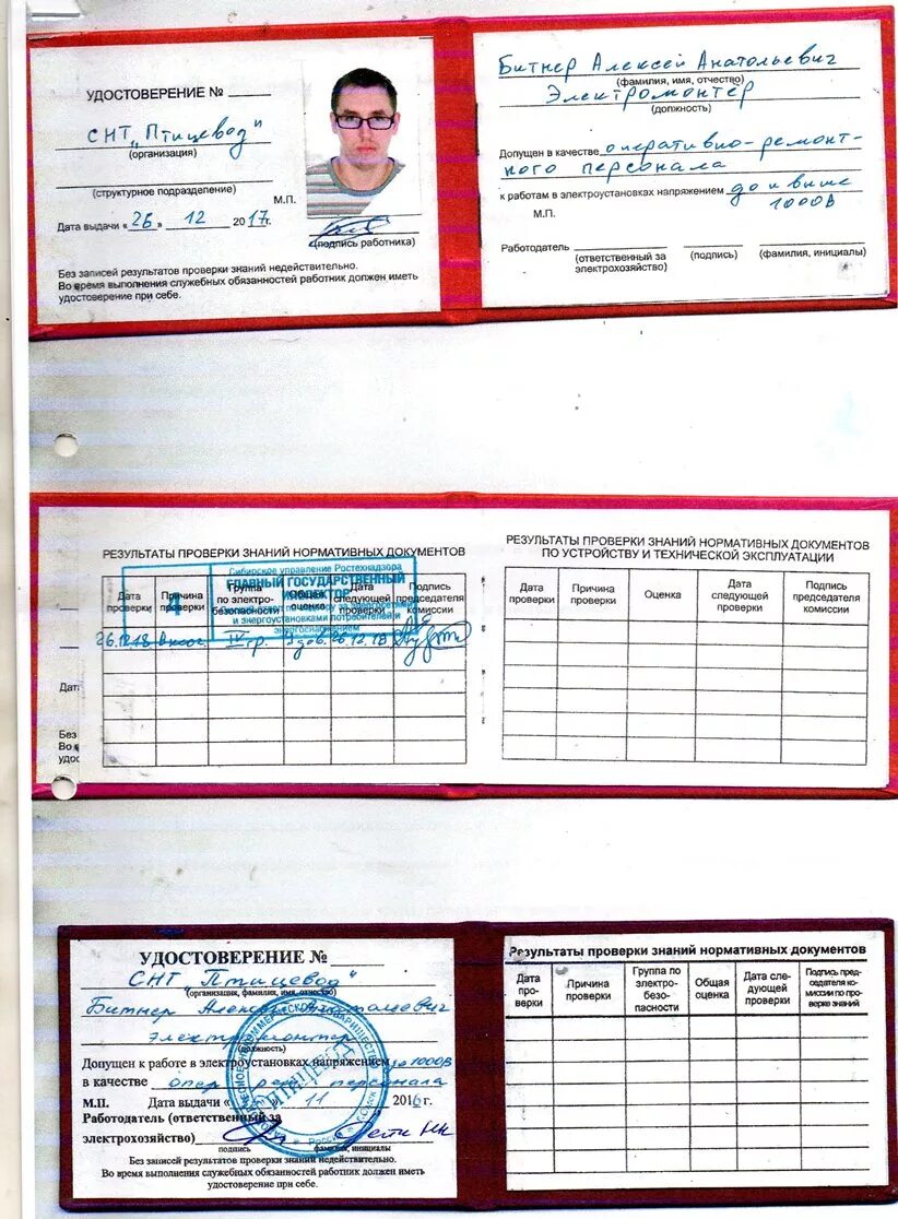 Корочка по электробезопасности до 1000в. 5 группа по электробезопасности до 1000 в