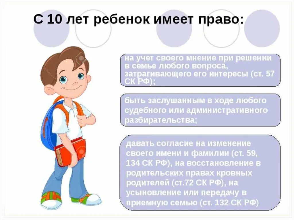 Не имеющие детей детей больше. С 10 лет ребенок имеет право.