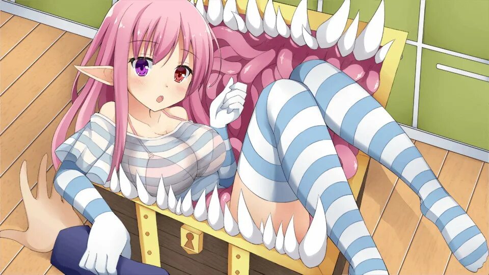 Монстр ест девочку. Мимик аниме monster musume. monster girl мимик. монстр герл мимика.