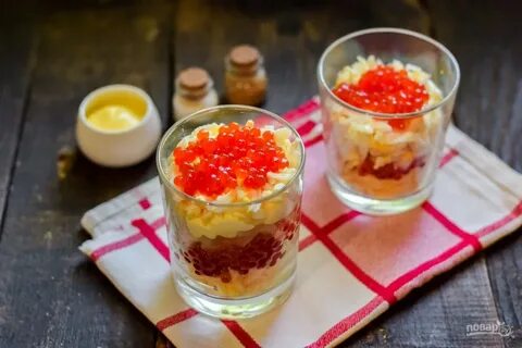 Вкуснейший салат с красной икрой