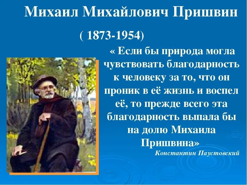 Пришвин биография для детей кратко. Михаила Михайловича Пришвина (1873–1954).