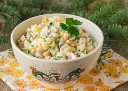 Салат кальмар яйцо лук кукуруза