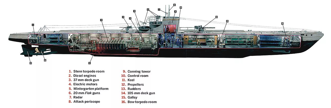 U-Boot Typ IX C/40. U-Boat Type IX. U-Boat Type VII Cutaway. U-Boot IX U 190.