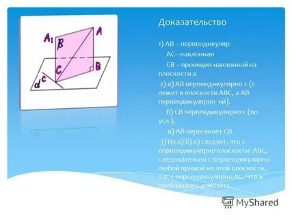 Перпендикулярные прямые перпендикуляр наклонные
