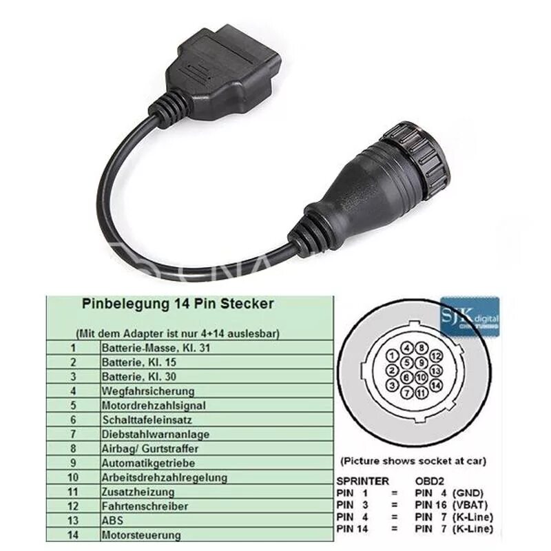 Mercedes 14 Pin obd2. Переходник 14 пин разъема Мерседес-Бенц распиновка. Mercedes 14 Pin распиновка. Распиновка диагностического разъема Мерседес Спринтер.