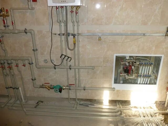 Разводка от котла отопления в частном. Разводка отопления в котельной. Отопление разводка труб от котла в частном. Котельная из полипропилена. Система отопления в котельной в частном доме для газового котла.