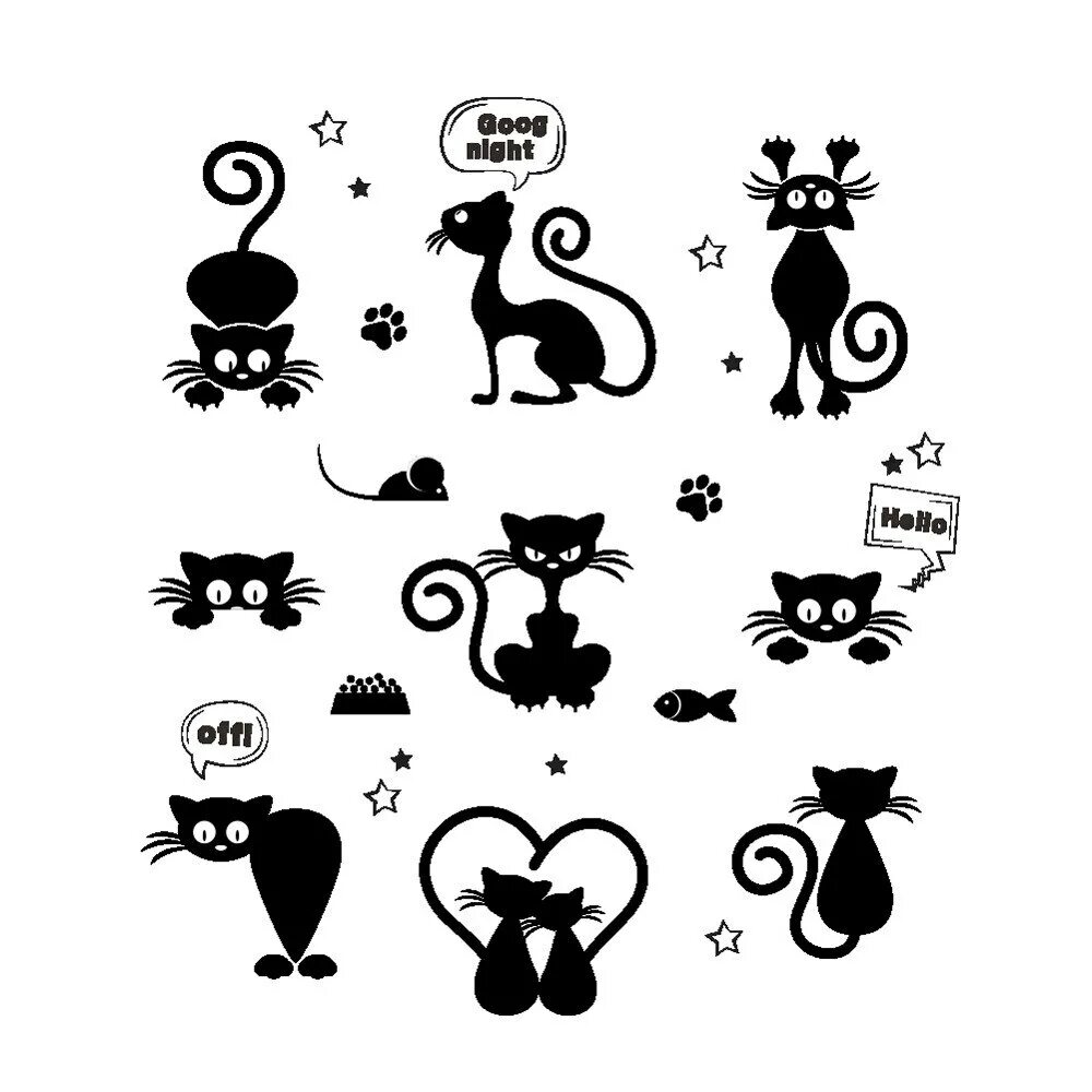 Прикольные наклейки. Наклейка - кошки. Наклейки черные коты. Интерьерные наклейки коты. Наклейки кошечки