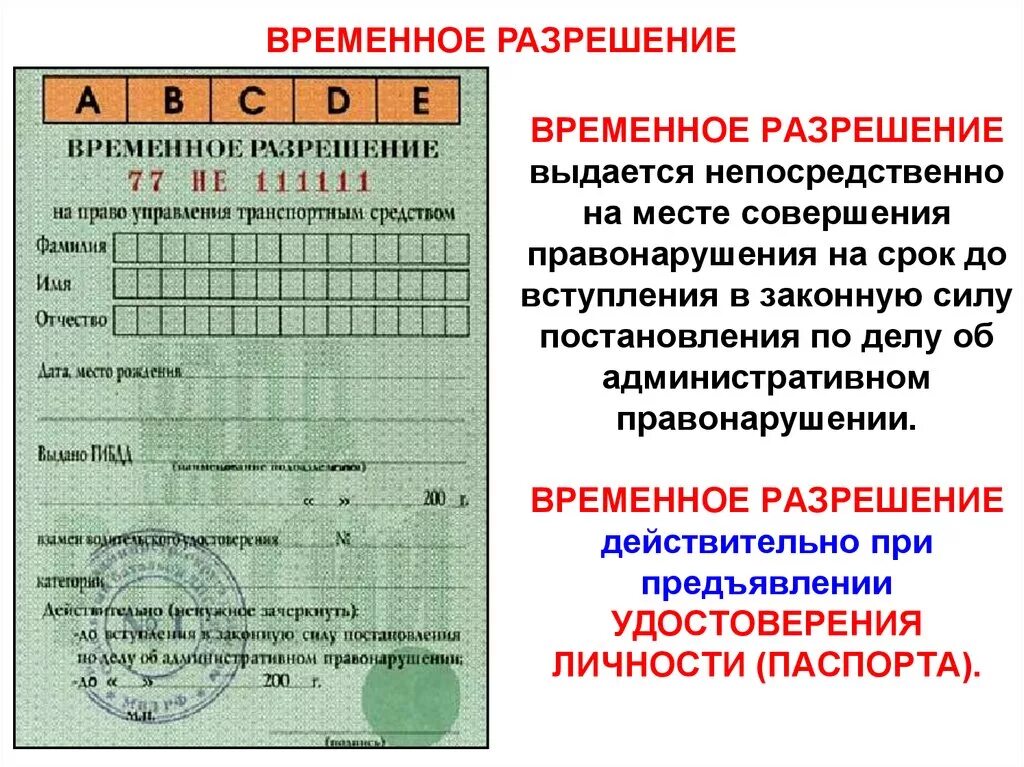 Административный регламент на право управления транспортным средством. Временное разрешение на право управления транспортным средством. Временное разрешение на управление ТС.