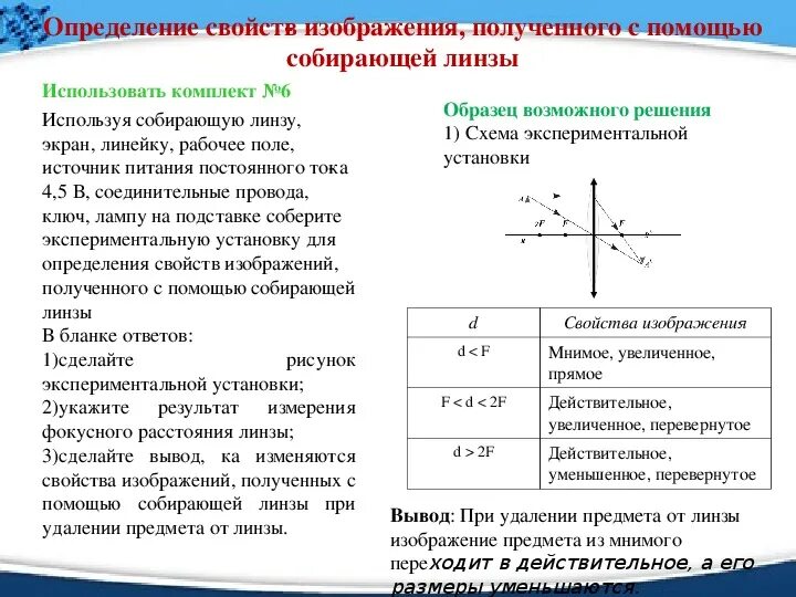 С помощью линзы получено действительное увеличенное. Экспериментальная установка собирающей линзы. Свойства изображения собирающей линзы. Изображение предметов с помощью линз. Изображение предмета с помощью собирающей линзы.