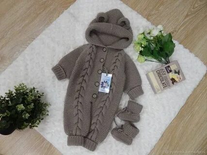 Детские комбинезон мишка спицами