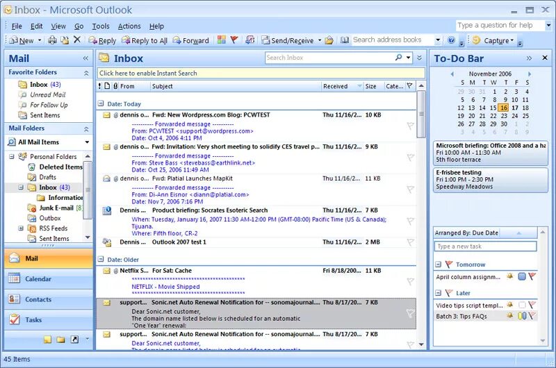 MS Outlook Интерфейс. Microsoft Outlook 1998. Интерфейс почты Outlook. Microsoft Office Outlook 2007.