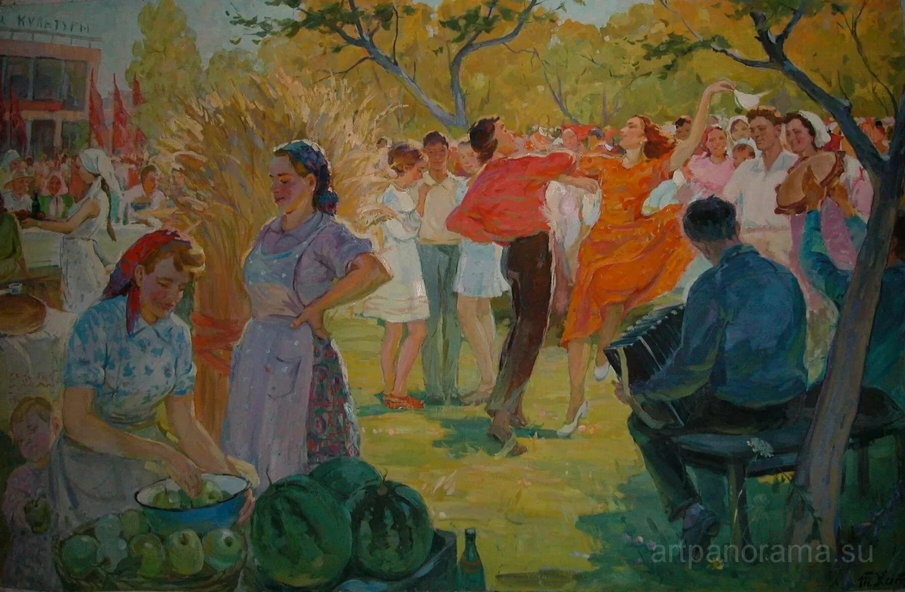 Коровин Деревенские танцы 1936. Станковая композиция живопись.